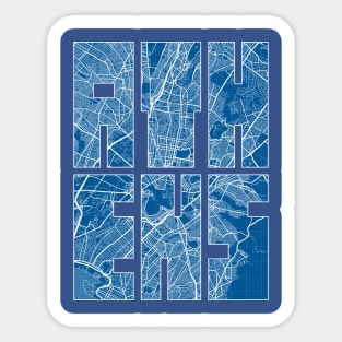 Athens, Greece Map Typography - Blueprint Sticker